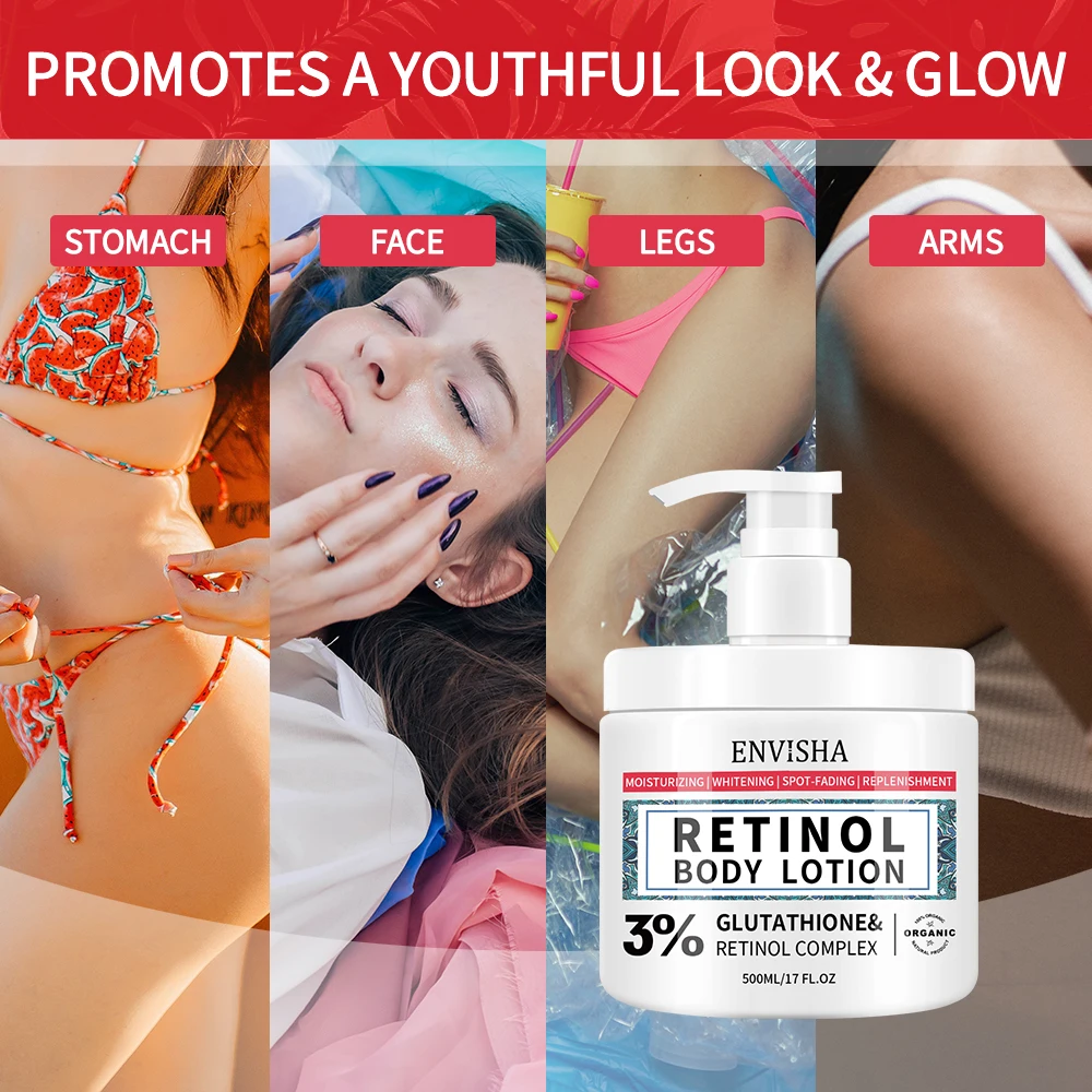 Wholesale Anti Aging Retinol Body Lotion Private Label Body Smoothing Whitening Cream For Black Skin