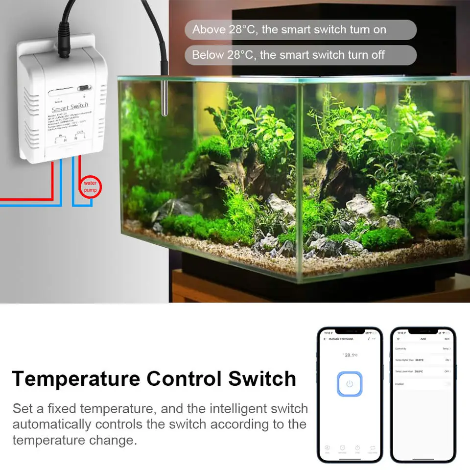 tuya wifi smart wireless remote control thermostat breaker switch with waterproof temperature sensor support power monitor