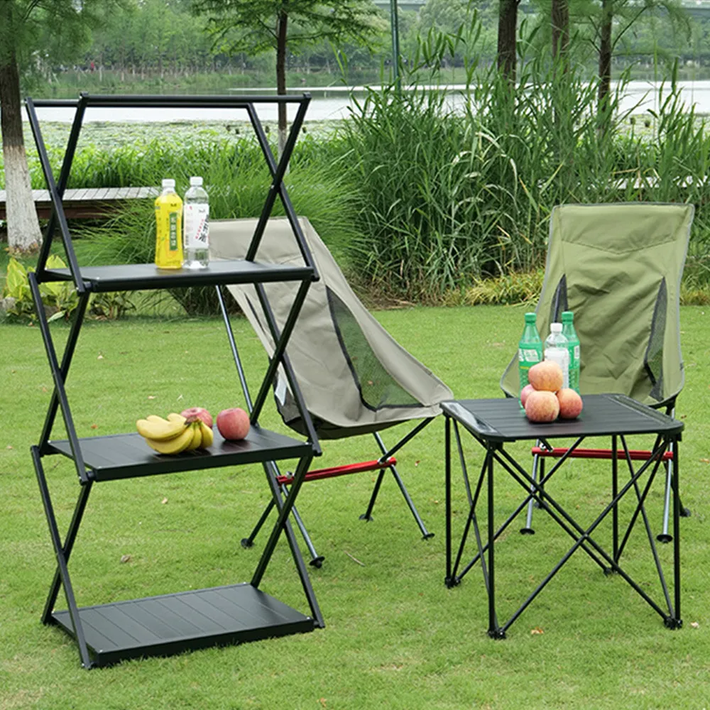 Oem Custom Outdoor Ultralight Multifunctional Foldable Hanging Rack Shelf Portable Aluminum Suitcase Folding Camping Table