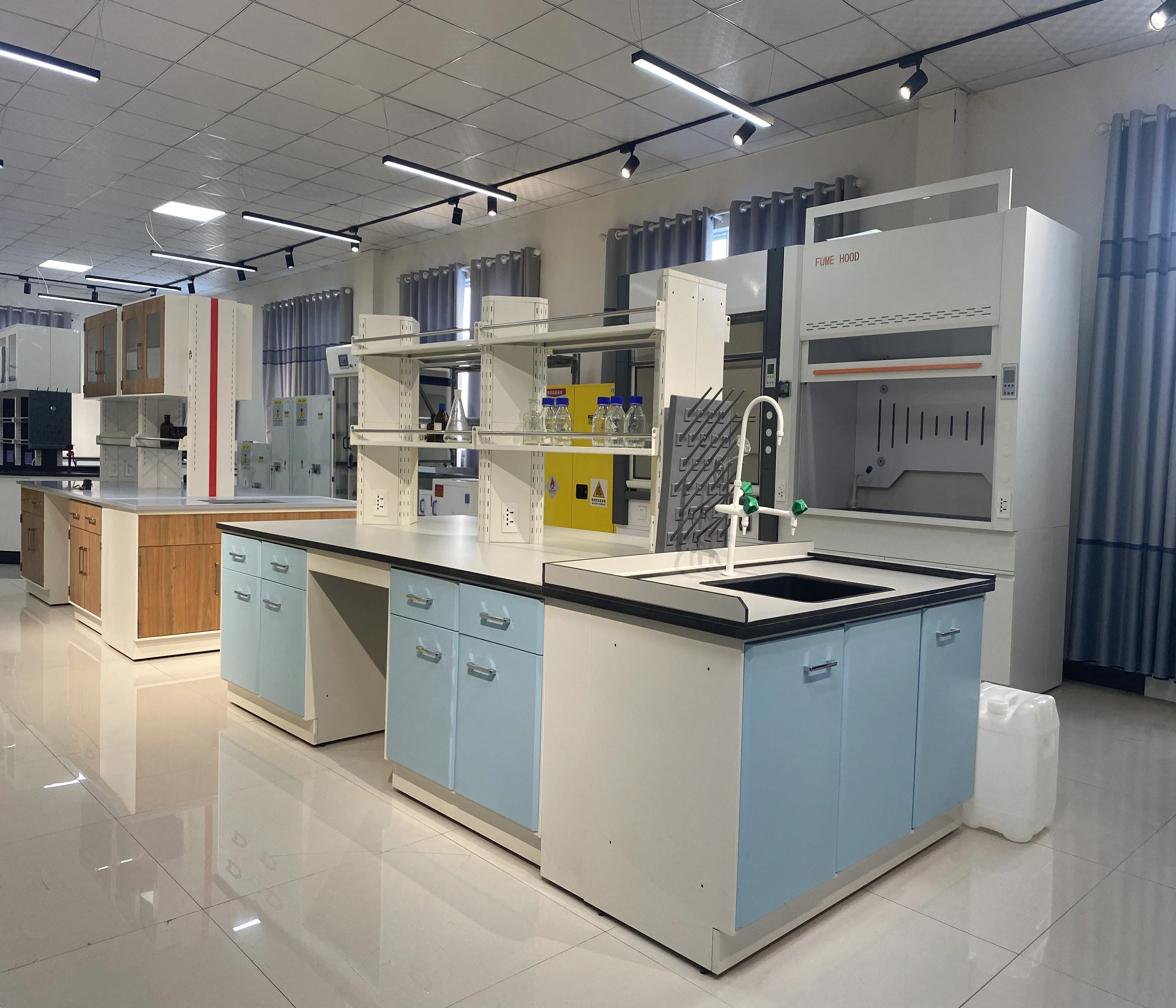 Medical Laboratory Workbench Chemical Furniture Table With Mobile Cabinet Storage