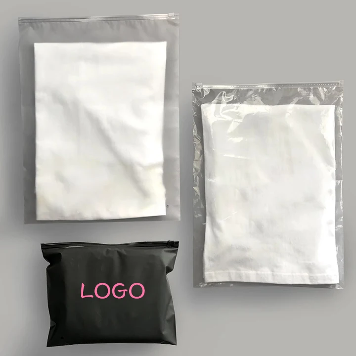 Frosted Black Garment zipper bag pouch zip lock plastic bag with custom logo for clothes packaging product packag-ing