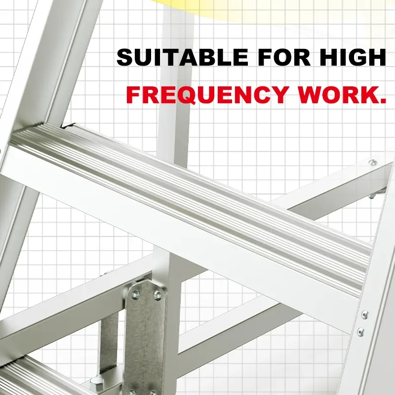 Aluminium Alloy Ladders And Scaffolding Warehouse Safety Rolling Mobile Work Platform Ladder With Handrails