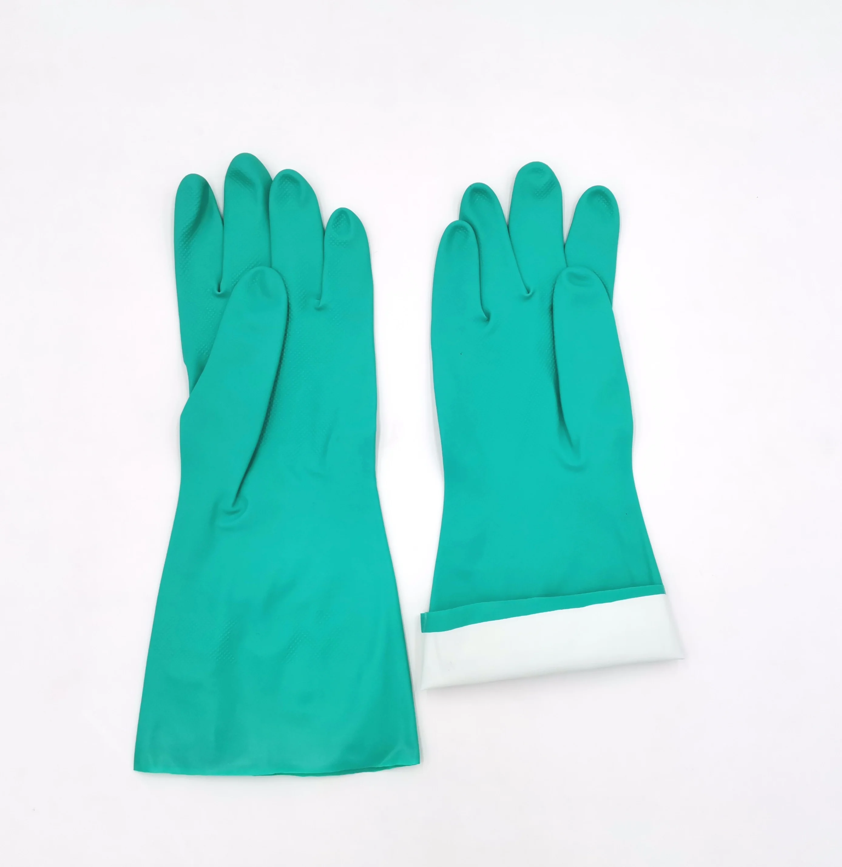 Waterproof Heavy Duty Gloves Green Nitrile Guantes de Nitron Guante Nitrilo Industrial working safety hand job protective gloves