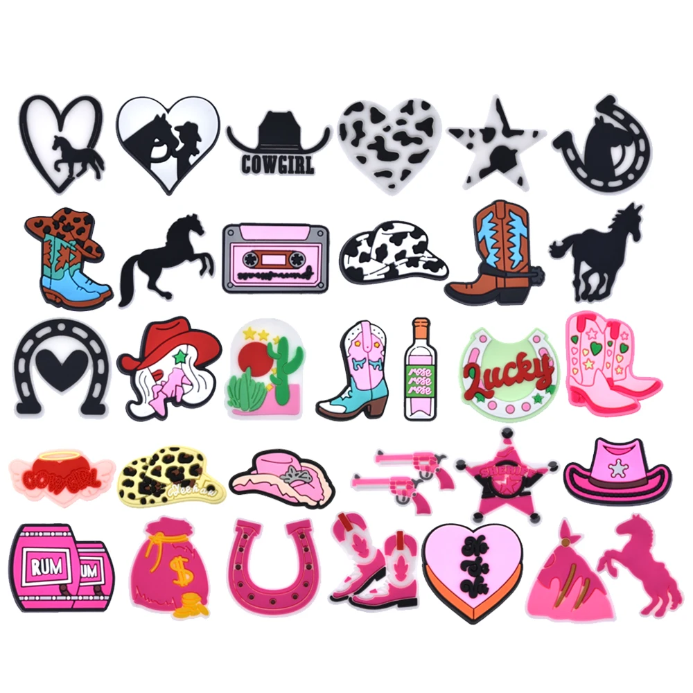 2024 New Design western Shoe Charm for clog Cowboy Shoe charm for shoe decoration Cowgirl boots clog charm wholesale gun boots