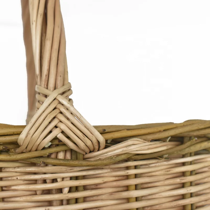 Wholesale Handcraft Willow Flower basket Woven Wicker Storage picnic Basket With Handle For Carry Food Fruit Vegetable picnic