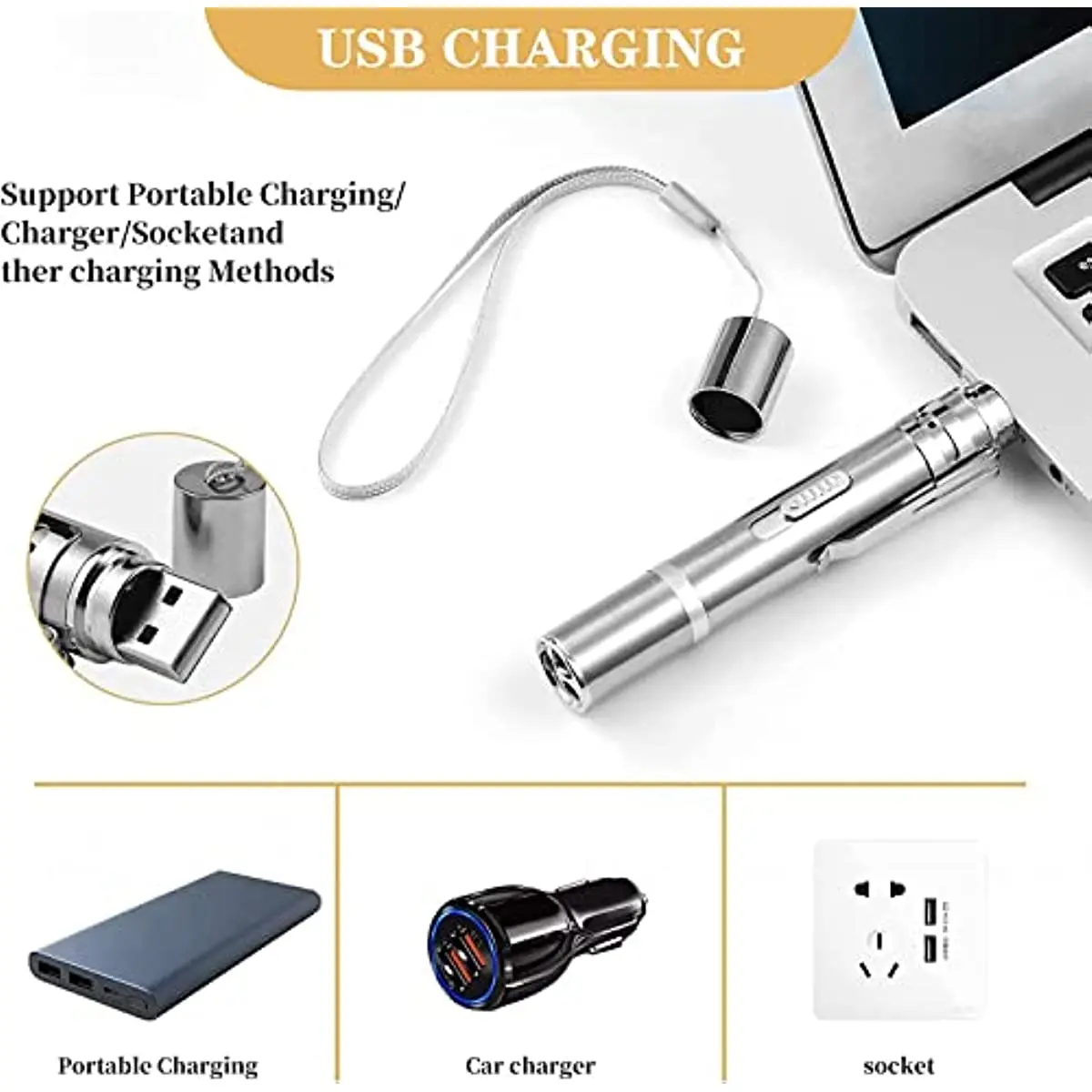 USB Chargeable Cat Toys Multi-Mode Interactive Cat Laser Pen Multi-Pattern Laser Pointer for Indoor Cats