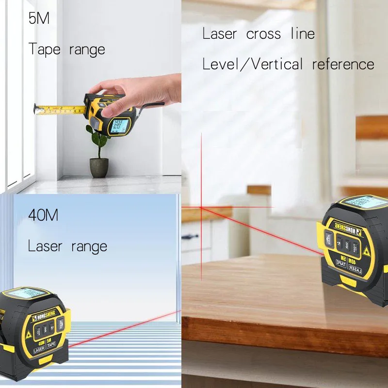 3 in 1 Laser Distance Meter Digital Measuring Instrument Tape Measure Area and Volume