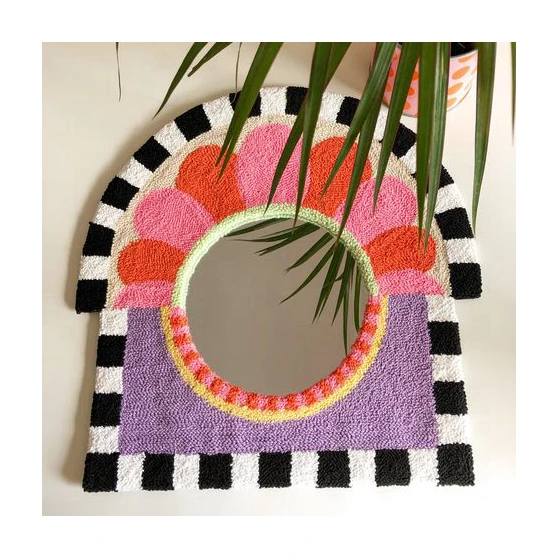 Decorative Mirror Handmade Children Bedroom Mirrors Tufting Punch Needle Soft Cartoon Framed Wall mirror