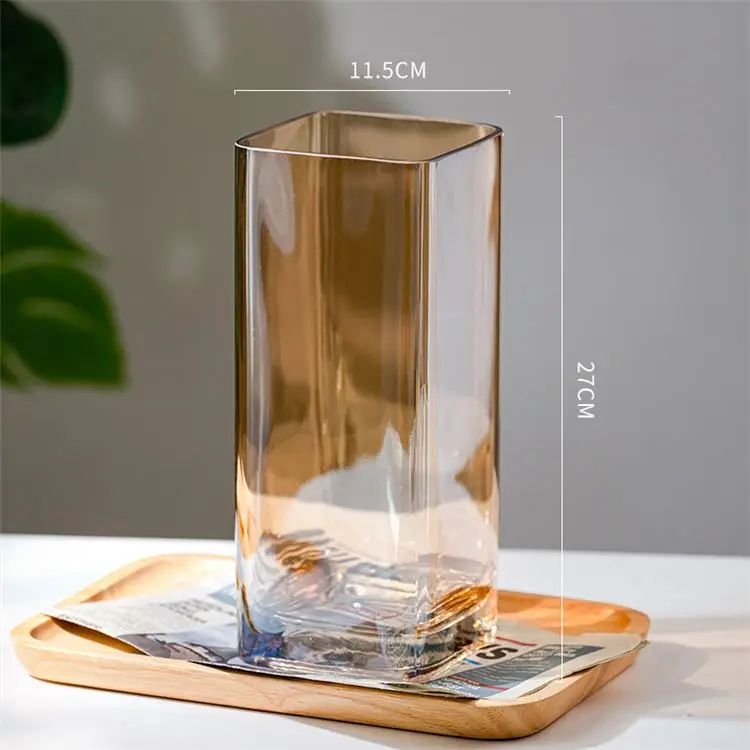Home&Wedding Decor Custom Wholesale Luxury Square Clear Crystal Flower Glass Vases
