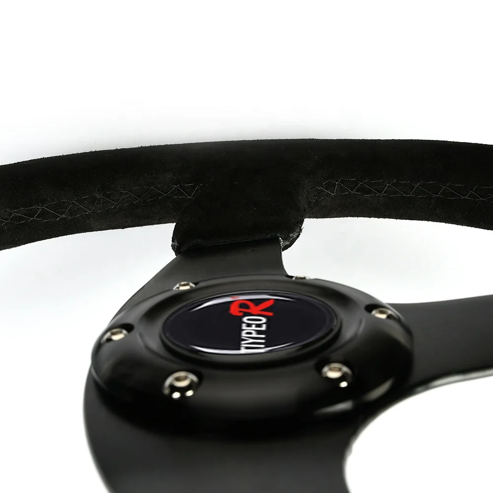 350mm aluminum bracket suede leather steering wheel