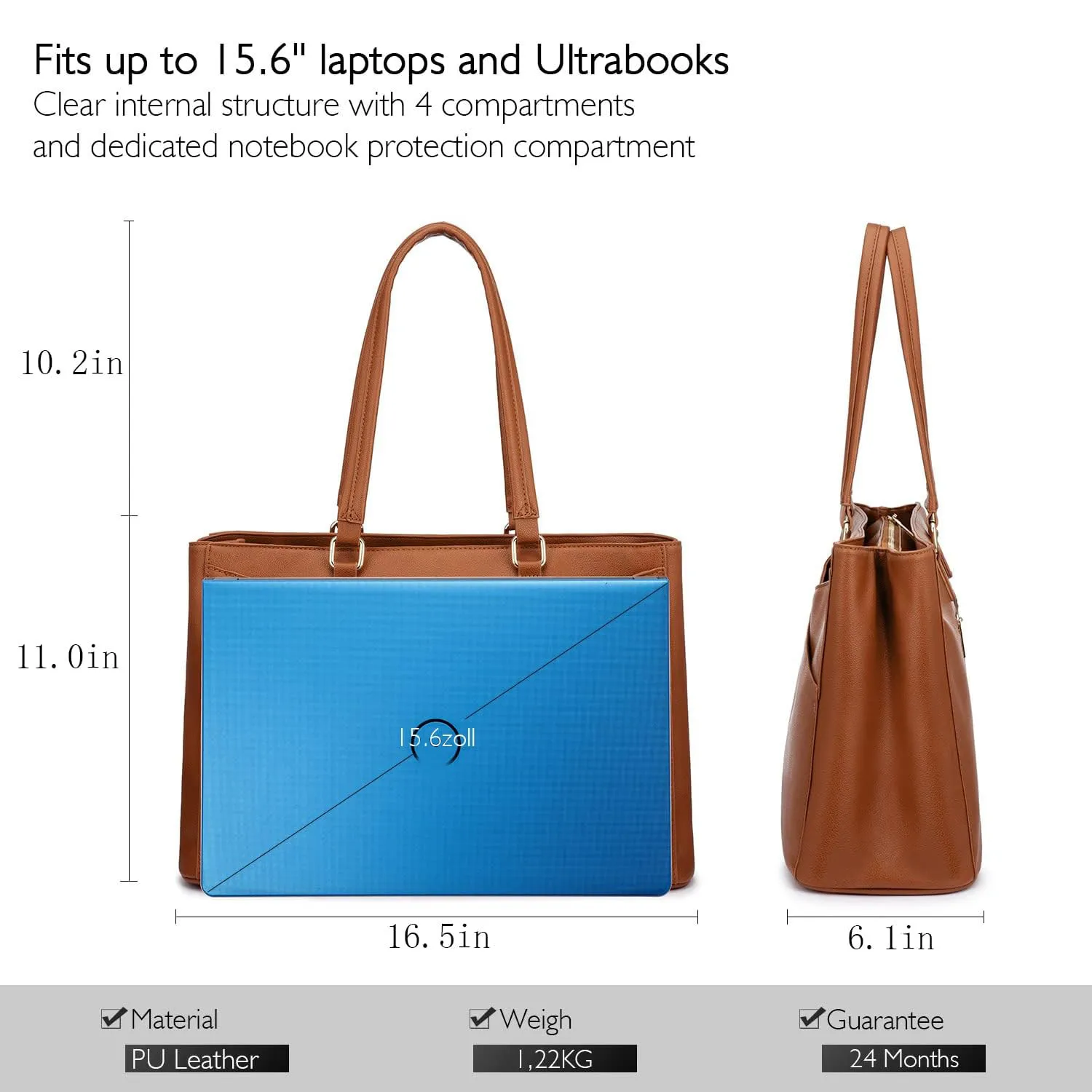 Custom #PA1053 15.6 Inch Waterproof Leather Computer Bags Women Business Office Work Bag Briefcase Laptop Tote Bag for Women