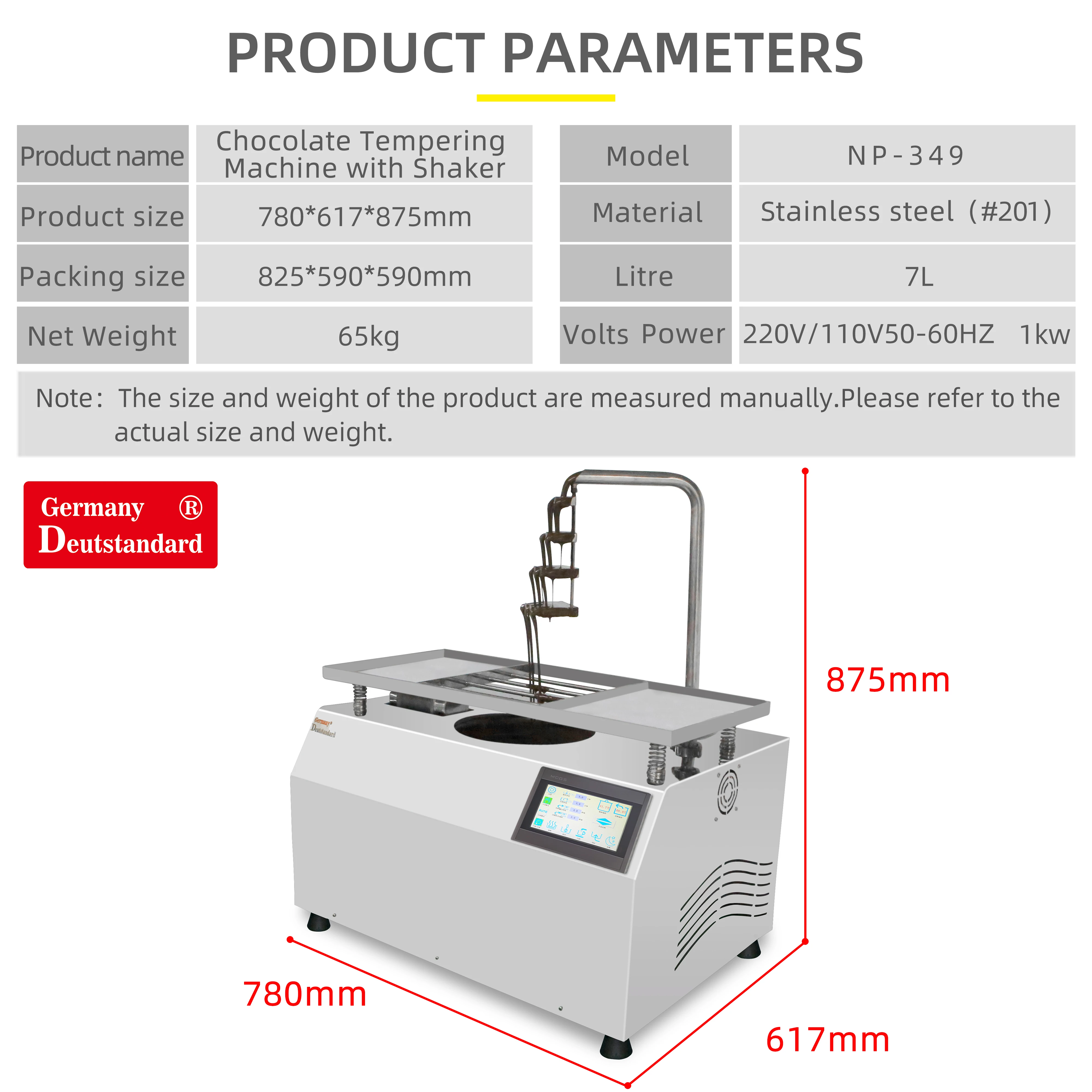 Commercial chocolate tempering machine with table vibration chocolate fountain