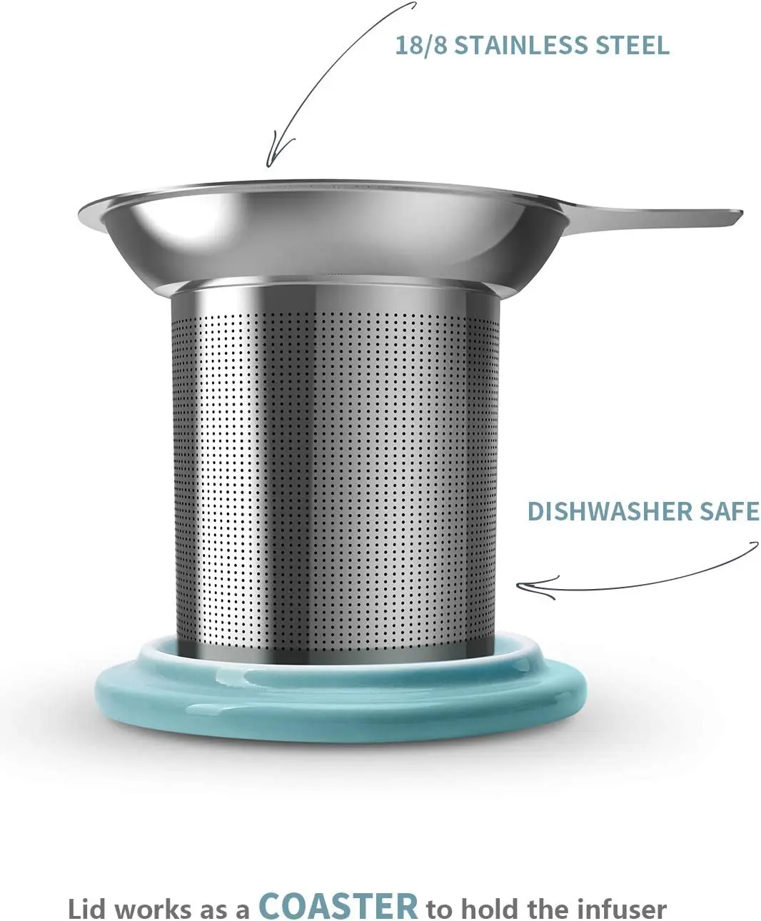 Large 16oz Ceramic Tea Mug with Infuser Lid Single Cup for Loose Tea Brewing 500ml Capacity for Coffee Set Teaware Steeping Cups