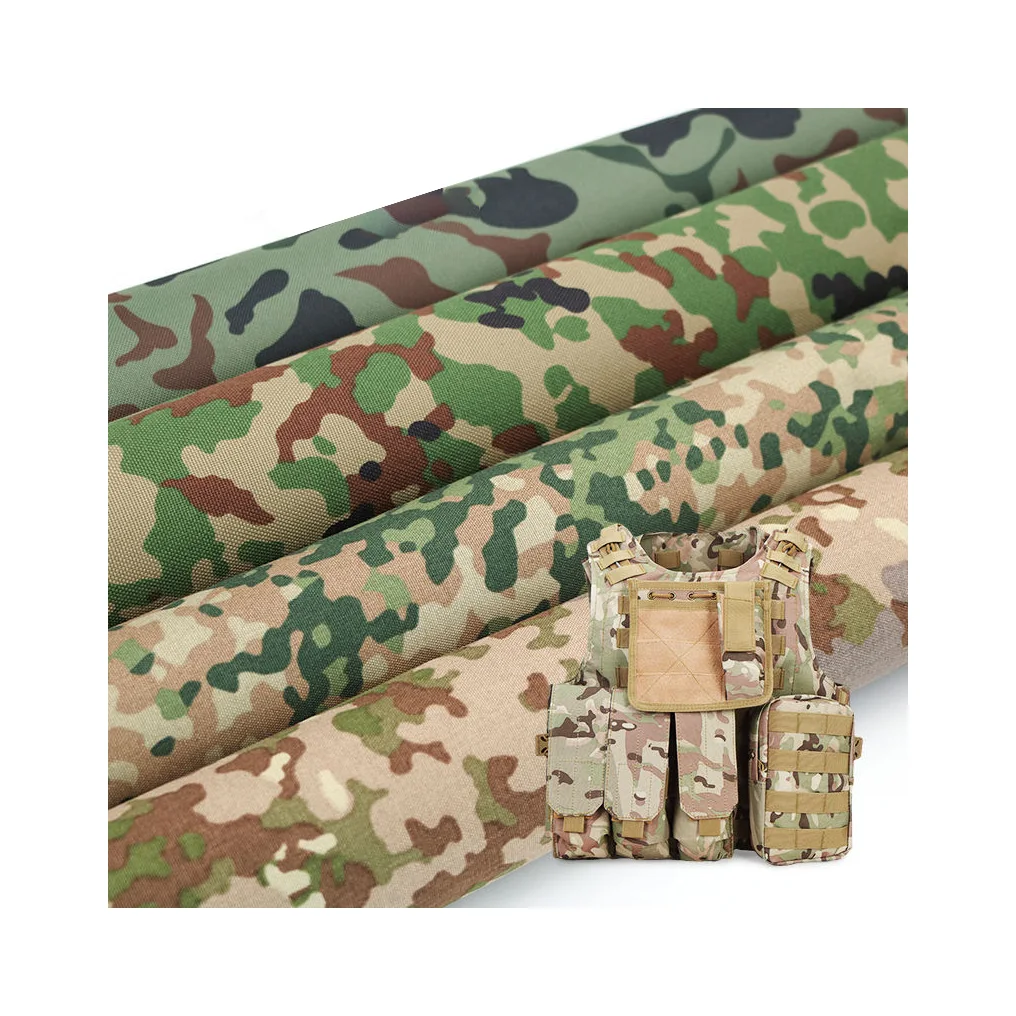 PVC Coated Polyester Waterproof Camouflage 50% Nylon 50% Cotton Fabric For Tent Bag