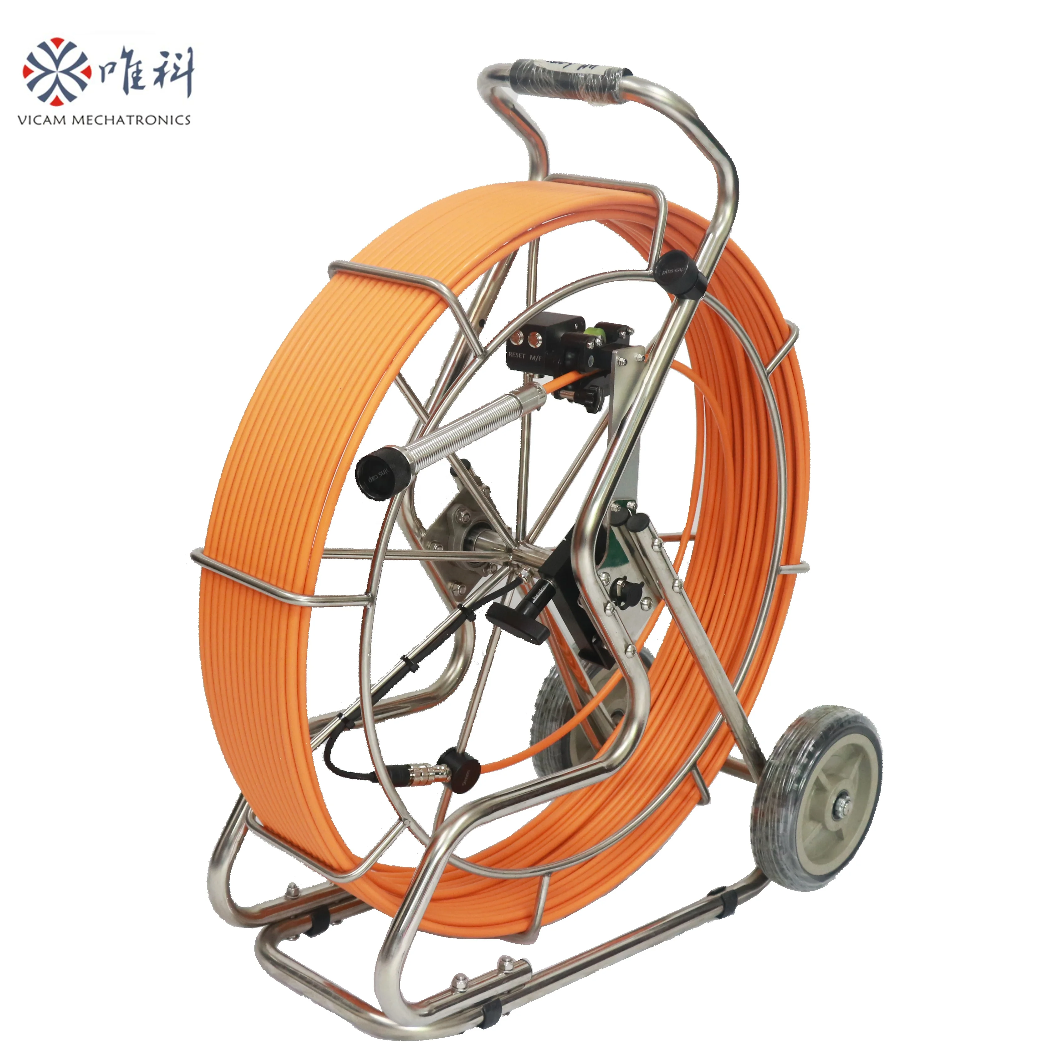 Vicam Under ground snake camera HD 40mm self leveling image Push rod pipe camera 60m to 150m cable length