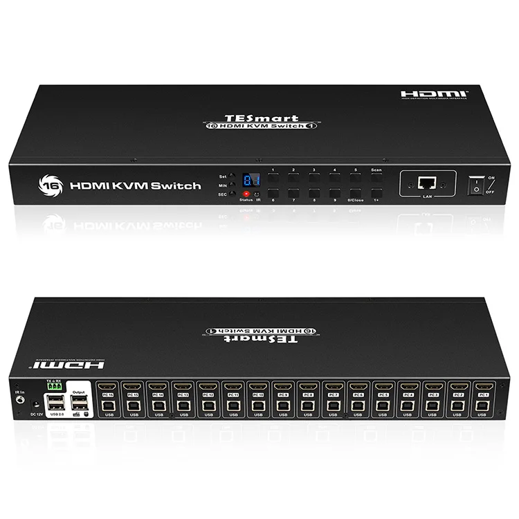  Tesmart 16x1hdmi kvm переключатель поддержка RS232 ИК HDMI HDCP 4K 16