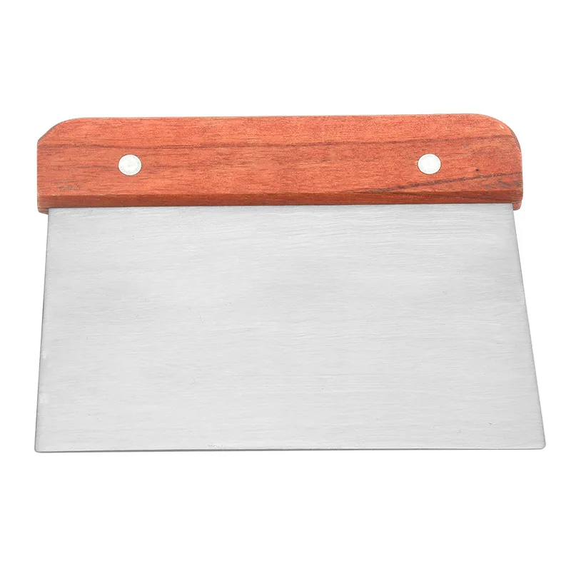 Kitchen Multipurpose Stainless Steel Bench Scraper Kitchen dough sheeter and cutter with wood handle for Bread and Pizza Dough