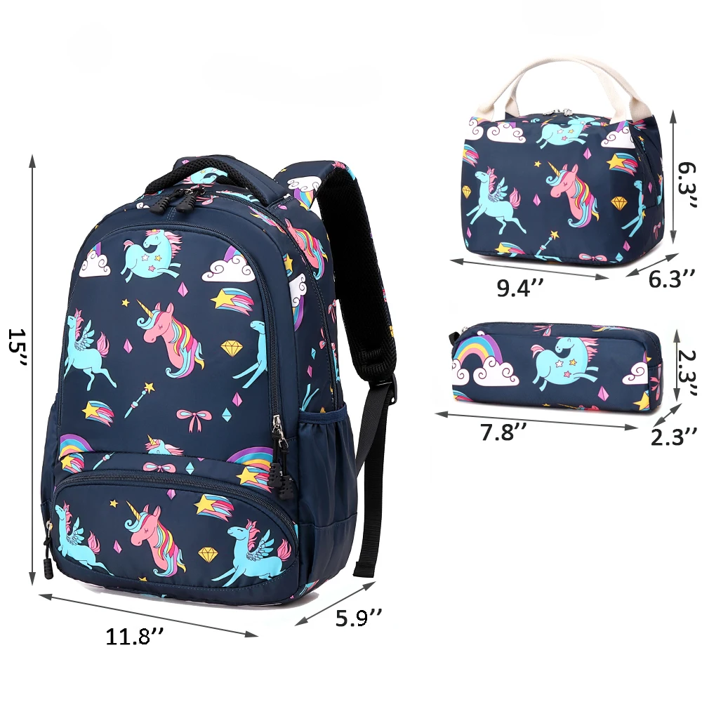Unisex High Quality Waterproof Pre-School Backpack Cute Unicorn Printed Girls Fashionable Kids School Bookbag Children Polyester