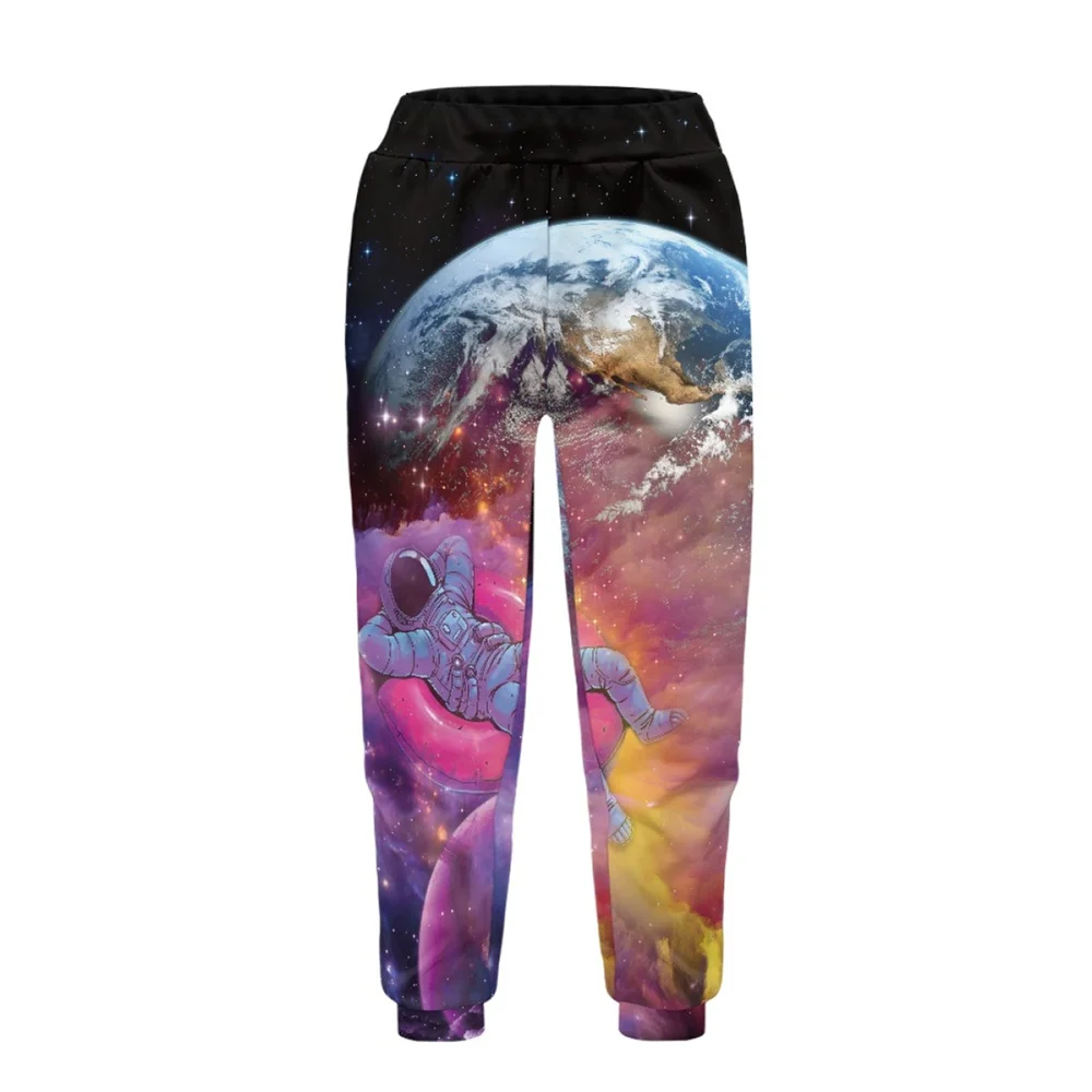 Youth Winter Youth Basketball Compression Pants Adolescent Space custom logo Cartoon Green Astronaut NASA And Moon sweatpants