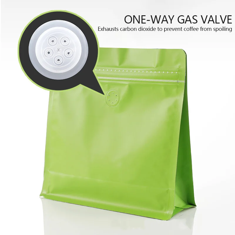 16oz/1 Lb Coffee Bags With Valve Black Plastic Stock Aluminum Foil Flat Bottom Bag Standing Coffee Beans Storage Pouch