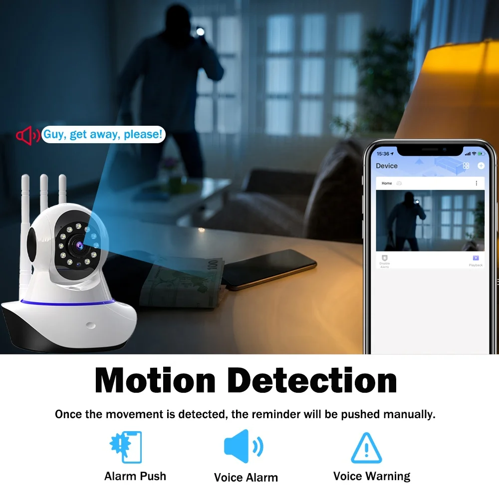 1080P Two Ways Audio Robot Security 2.0MP H.265 P2P Infrared Wifi Cctv Camera