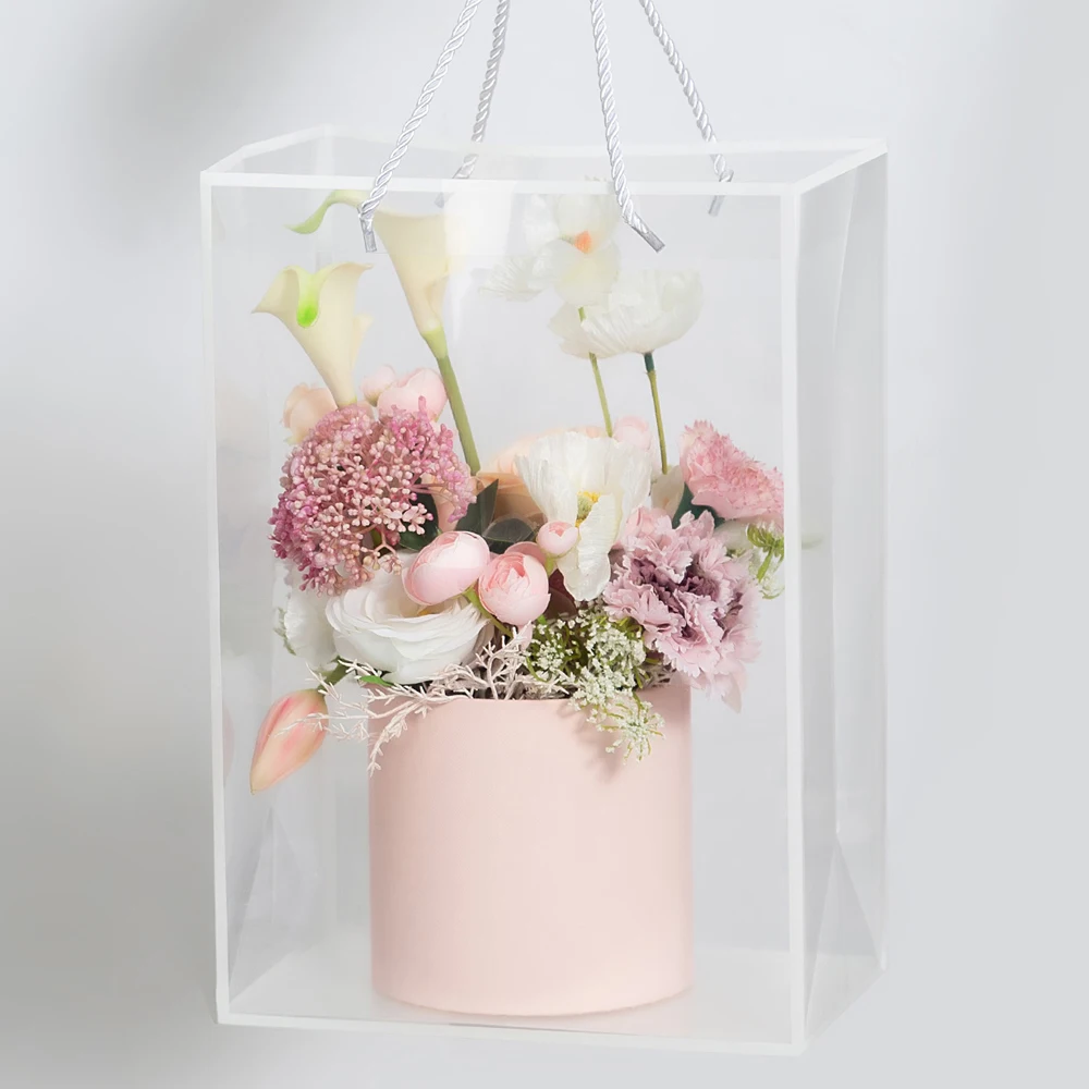 Fall In Color Best Selling PVC Window Bags For Flower Bouquet Wrapping Transparent Gift Bag Florist Supplies