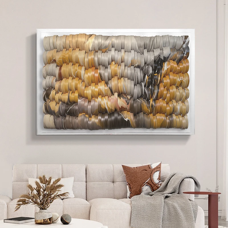 Living room sofa background hanging painting art light luxury decorative painting abstract paper art acrylic painting