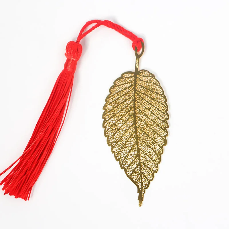 Metal Material And Etching Technique Custom Leaf Cut Out Gold Plated Brass Bookmark Custom Metal Bookmark