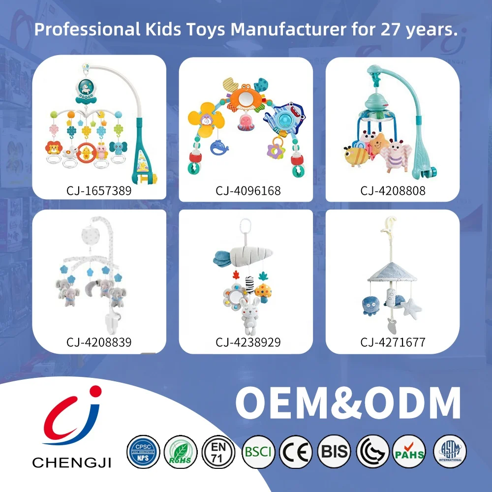 Chengji baby musical hanging rattle toys newborn sensory activity toy baby music rotating bed bell toy