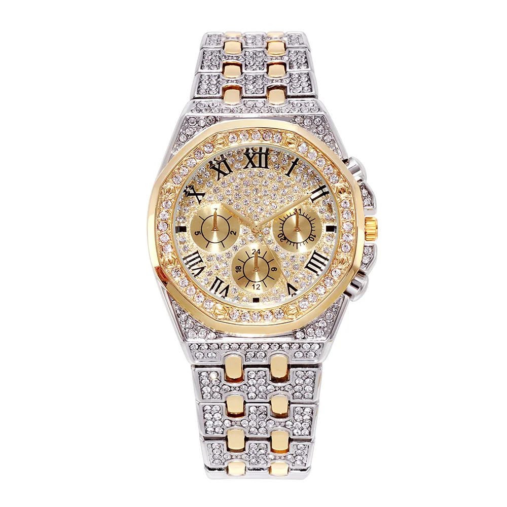 BW 8236 European and American hot sale high-end large dial full Diamond Sky star three-eye set diamond waterproof quartz watch