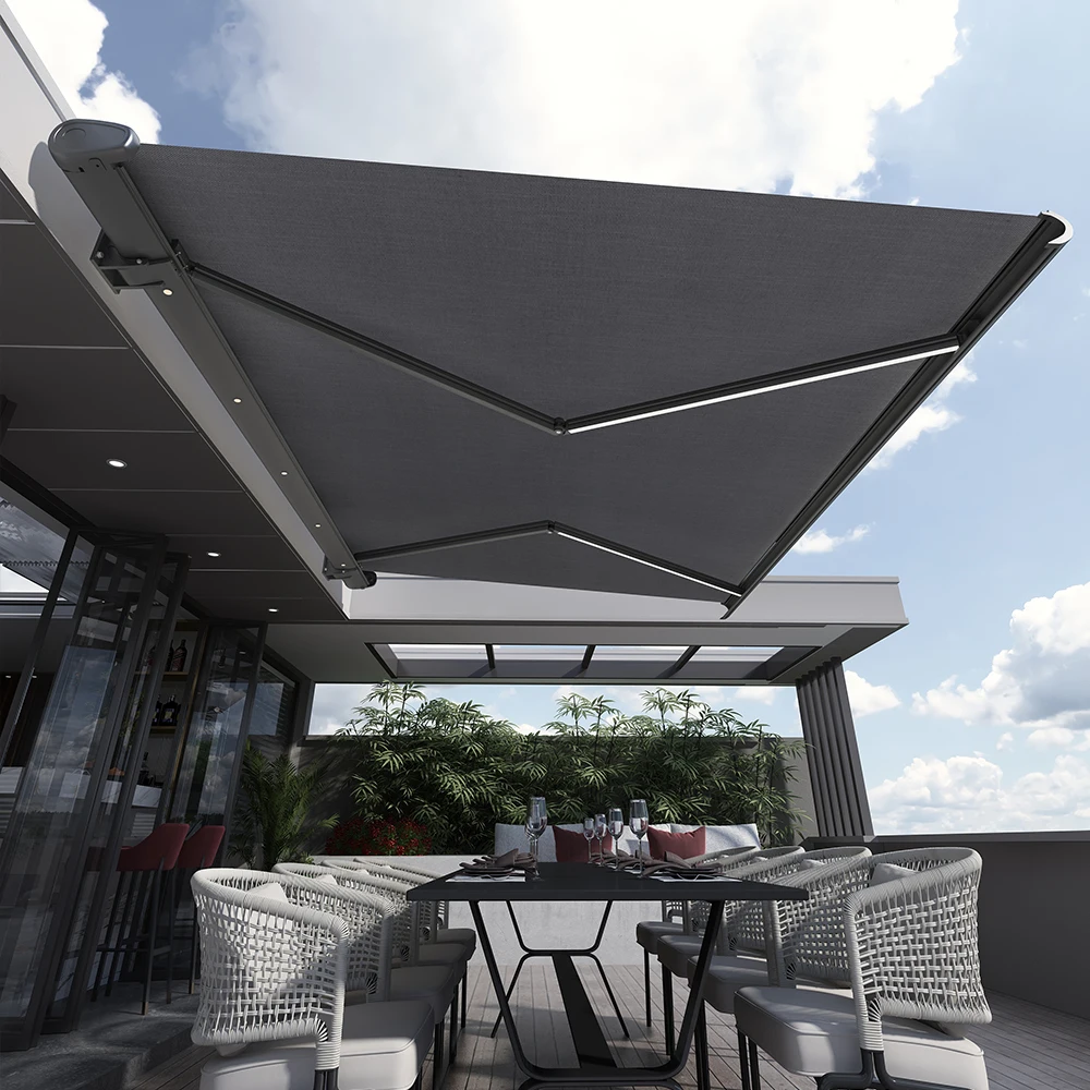 Electric Retract Heavy Duty Awning Outdoor 6m Manual Wall Mounted Garage Retractable Sun Shade Motorized Full Cassette Awning