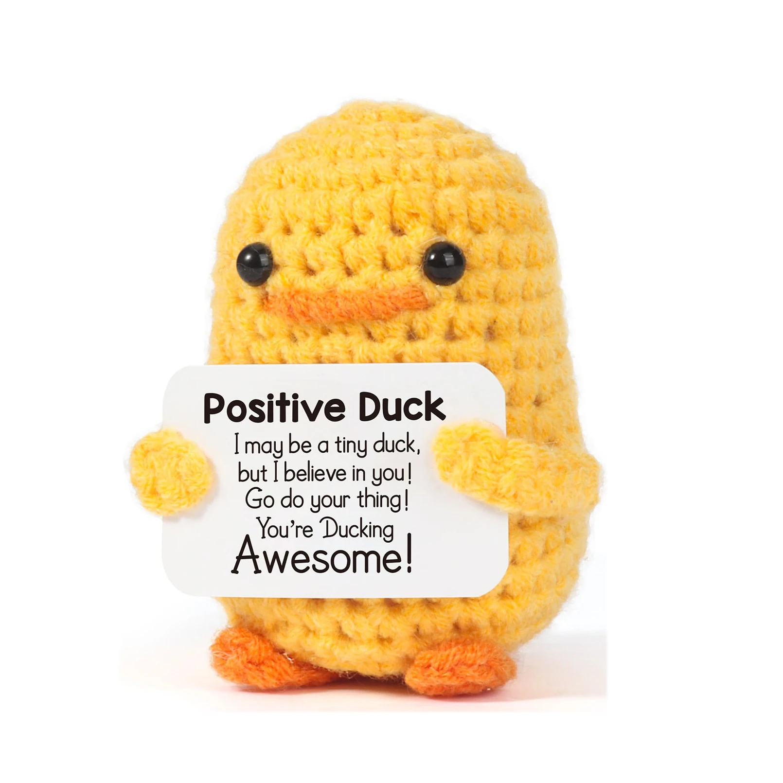 Funny Crochet Positive Duck Handmade Emotional Support Knitted Encouragement Card Women Birthday Gift Pickle Positive Potato