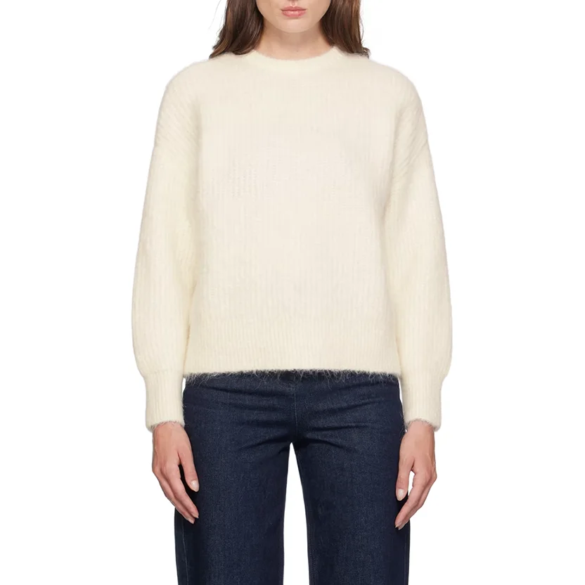 Knit Sweaters Supplier OEM/ODM Rib Full Sleeves Girls Pullover Sweater Pure Color Wool Cashmere Customize Jumper Top Knitwear