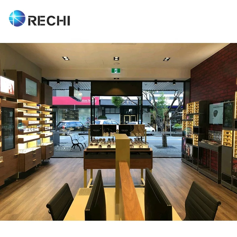 RECHI Eyewear Shop Fittings Display Fixture Sunglasses Shelf Wood Display Cabinet & Showcase For Optical Store Interior Design