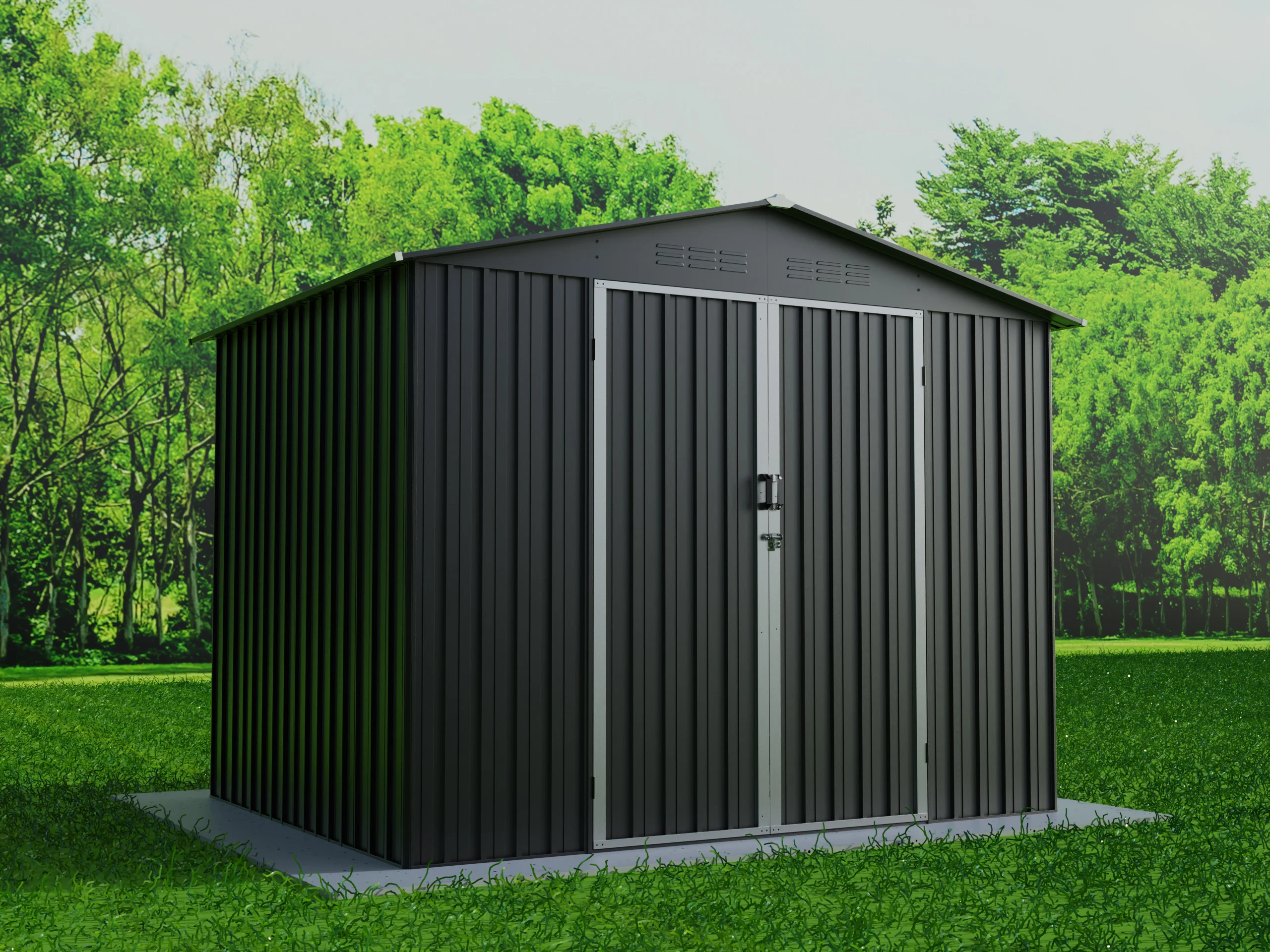 Outdoor Shed House with Open-Door Metal Storage Garden Shed Easy Installation Few Screw Tool Shed
