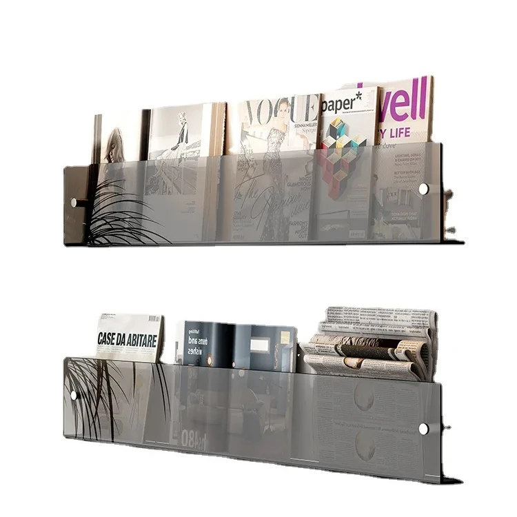 Modern Poster Newspaper Shelf Brochure Holder Racks Acrylic Wall Magazine Display Stand