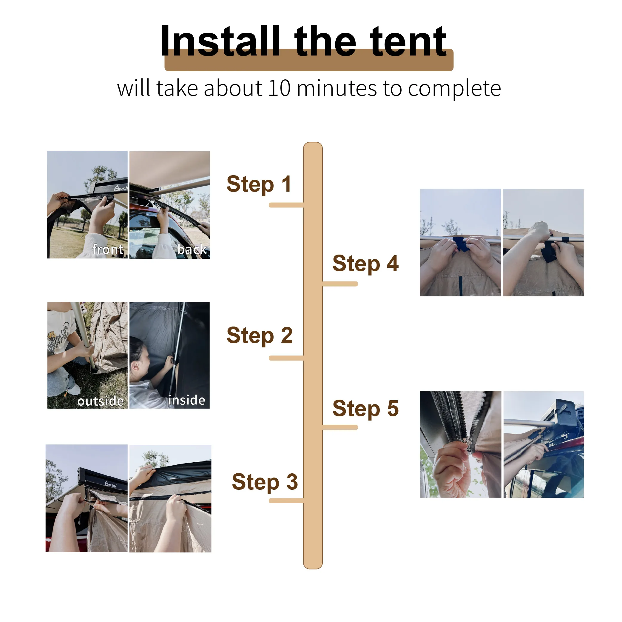 Yescampro car awning room car side awning roof rack top cover pull out tent for camper trailer