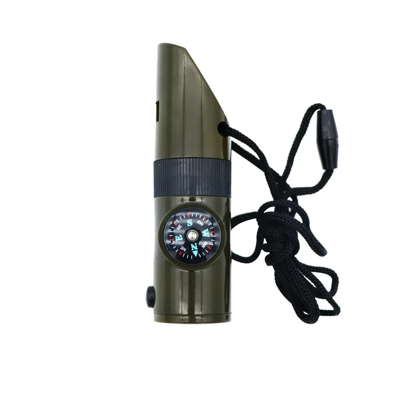 LXY-N406 Multifunctional 7 In 1 Outdoor Emergency Survival Whistle With Compass Magnifier Led Flashlight Thermometer