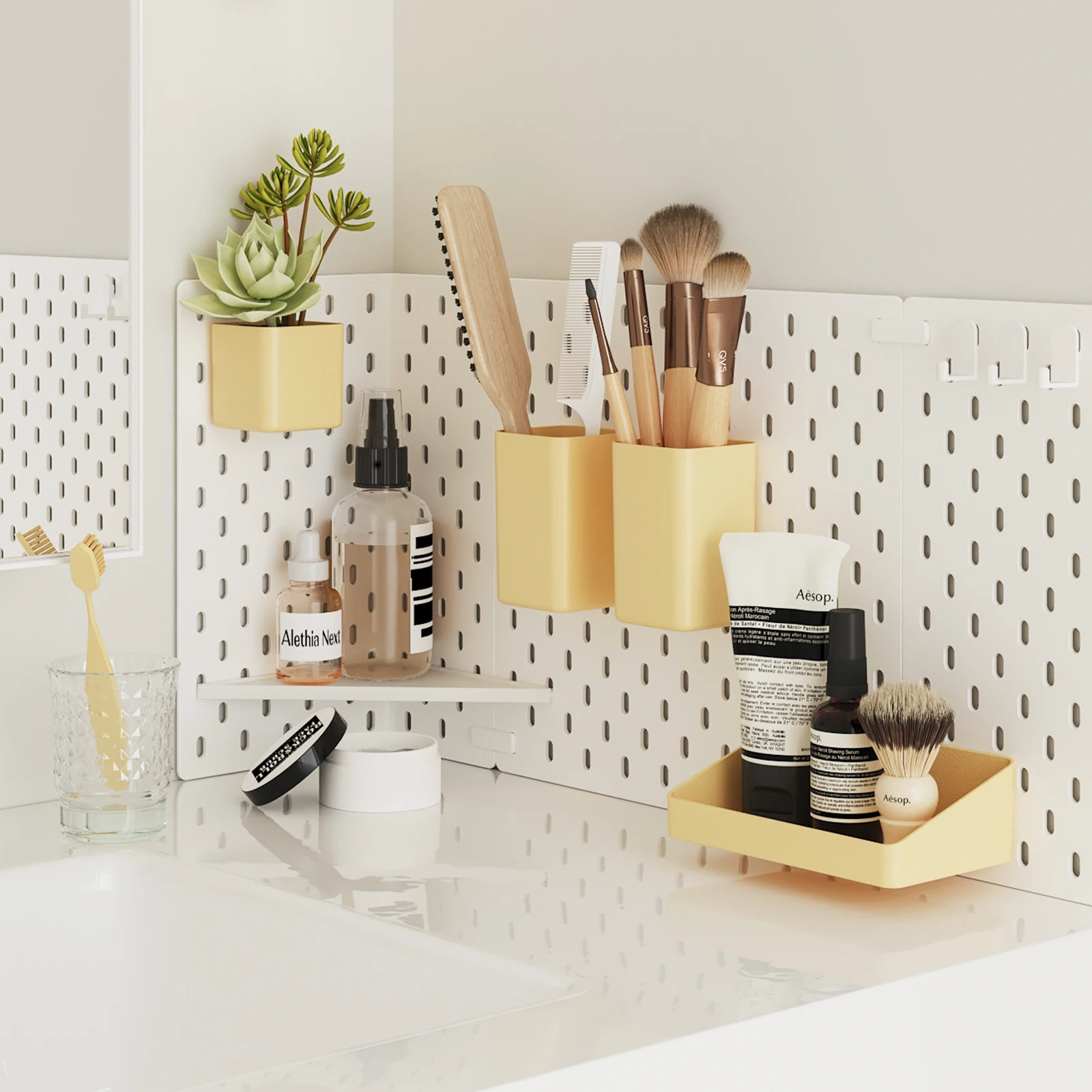 6Pcs Pegboard Wall Organizer Display Pegboard Kits fit Small Pegboard for Craft Room Garage Kitchen