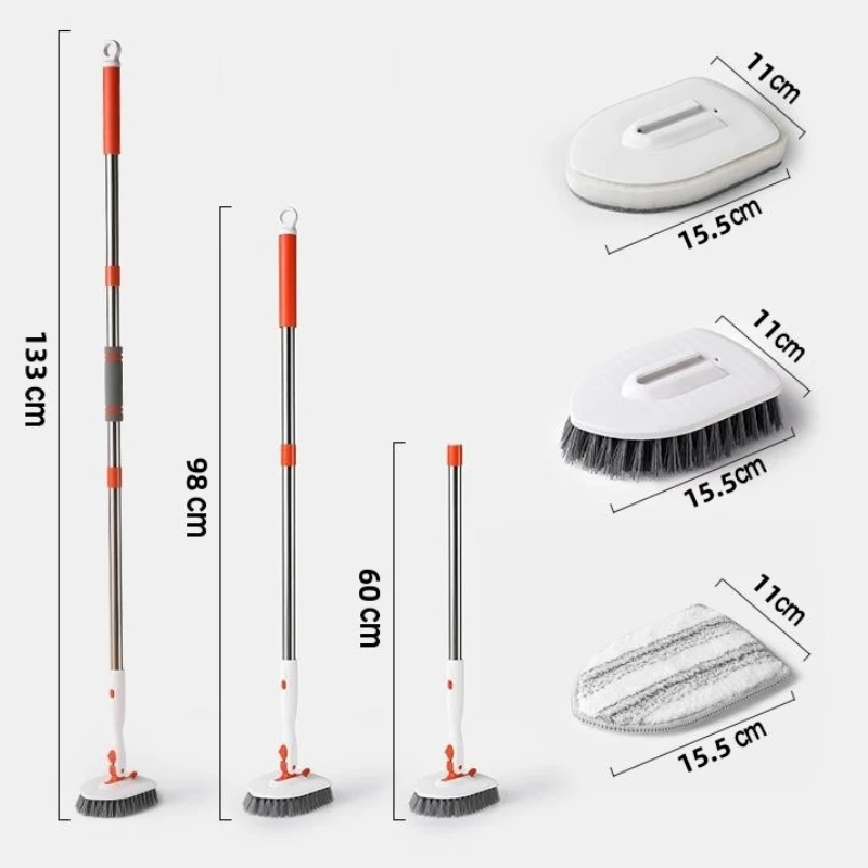Shower Scrubber Cleaning Brush with Long Handle Eco friendly 3 in 1 Tub and Tile Scrubber