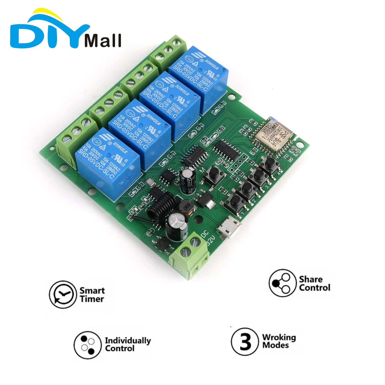 4 канала Сделай Сам Интеллектуальный переключатель Wi-Fi модуль реле с автофиксацией/шаговым управлением автоматической блокировкой кирпечей из глины DC7-32V для Amazon Alexa Google Home приложение