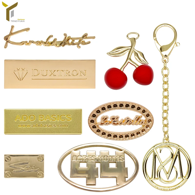  English custom metal tag decorative hardware bag accessory logo labels for