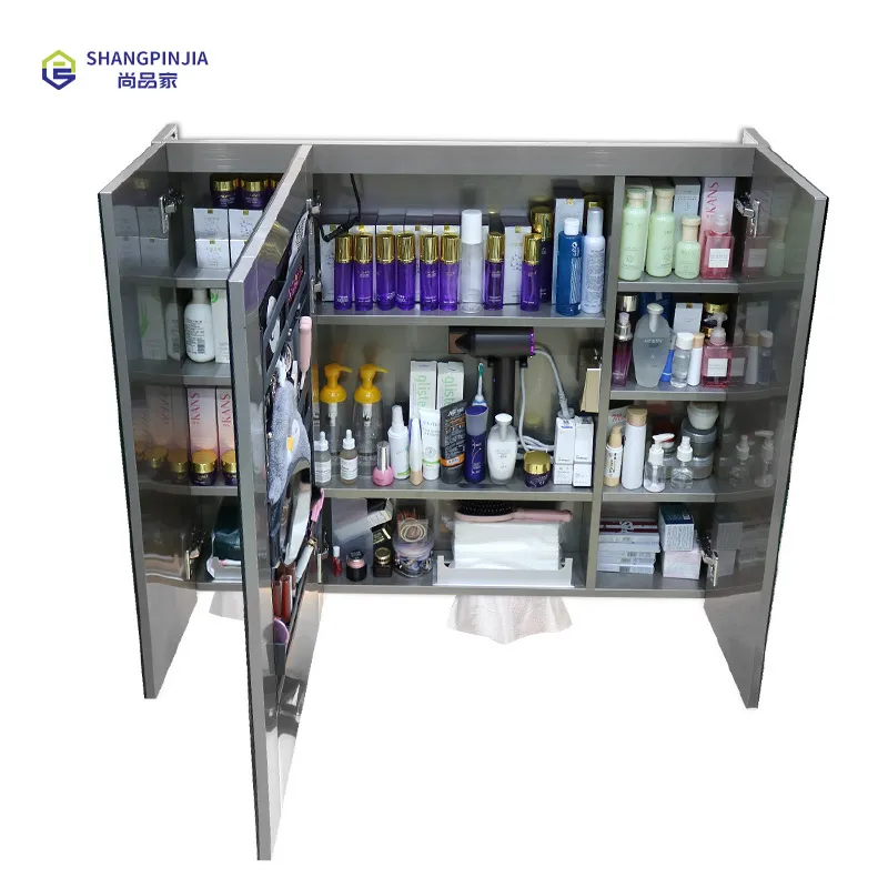 American style stainless steel bathroom cabinets and mirror cabinet with bathroom mirror function