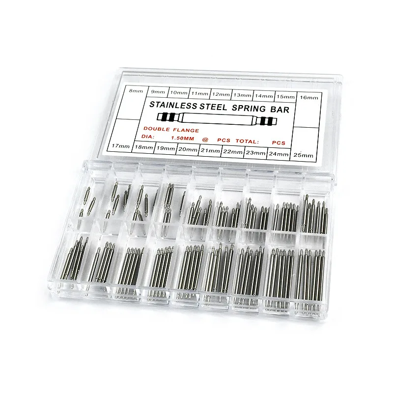Professional 72/108/144 Pcs Watch Band Spring Bars Strap Link Pins Repair Watchmaker Tools 8-25mm in 1.5mm Diameter