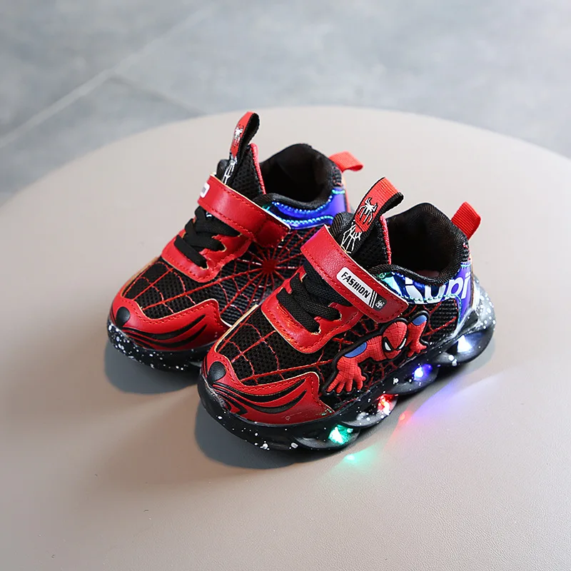 Горячая Распродажа, мультяшный рисунок, супергерой, светодио дный, Спортивная повседневная обувь для мальчиков и девочек