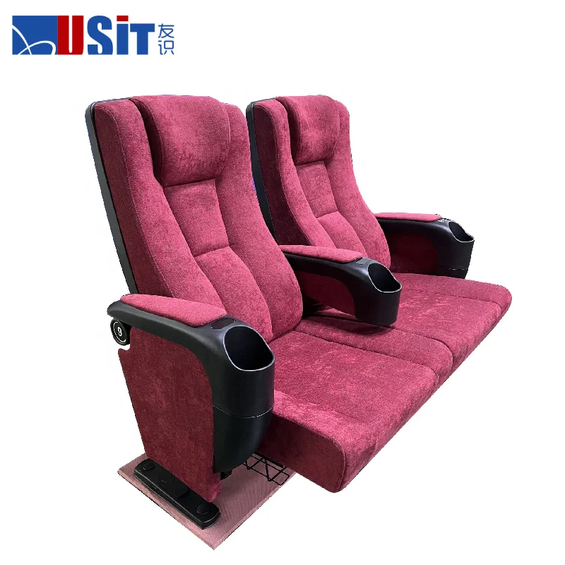 High Back Sliding Comfortable Movie Theater Seats Commercial Fireproof Fabric Theater Cinema Chair Furniture
