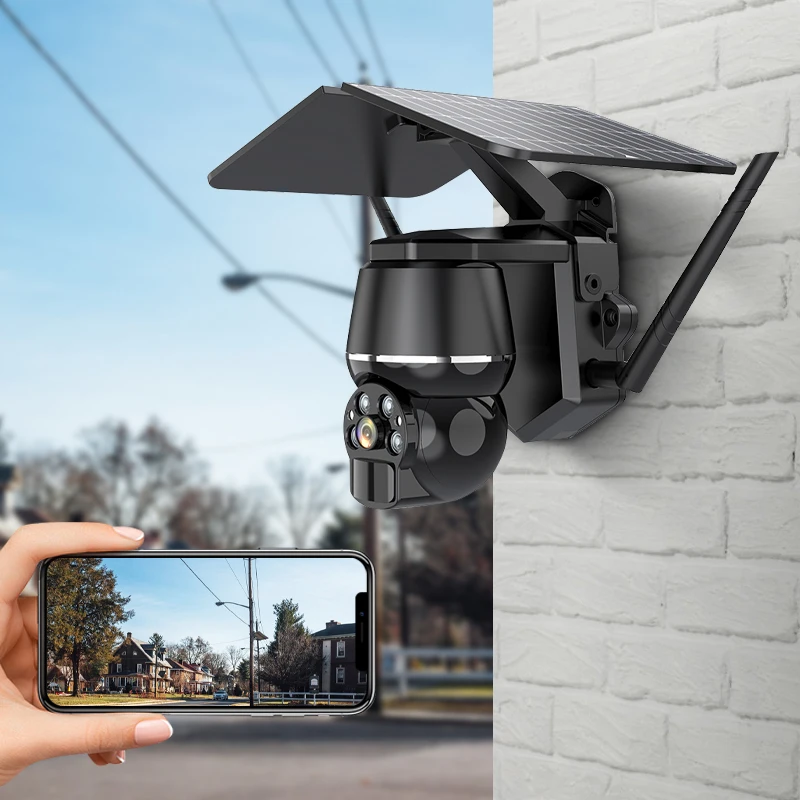 4mp Low Power Energy Saving Outdoor Surveillance Wifi Ptz Security Ip Camera System Wireless Solar Powered Cctv Network Camera