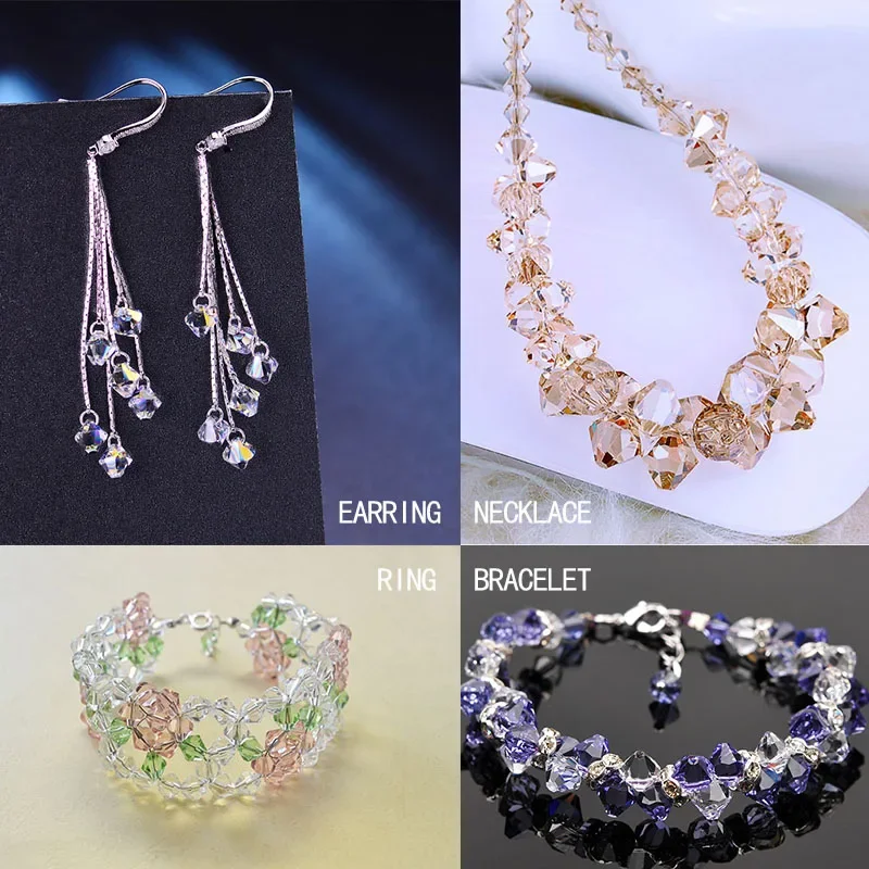 Wholesale 4mm 6mm 8mm 10mm  AB Color Faceted Bicone Glass Crystal  Loose Beads For Jewelry Making