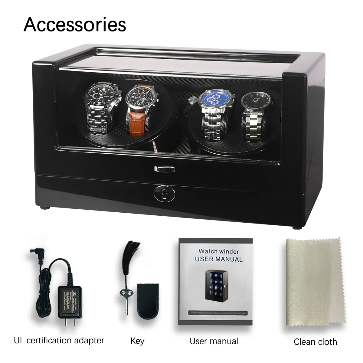 2024 New Design 2 rotos for 4+6 Watches High Gloss Wood Leather  Watch Luxury Wooden Case Carbon Watch Winder Box