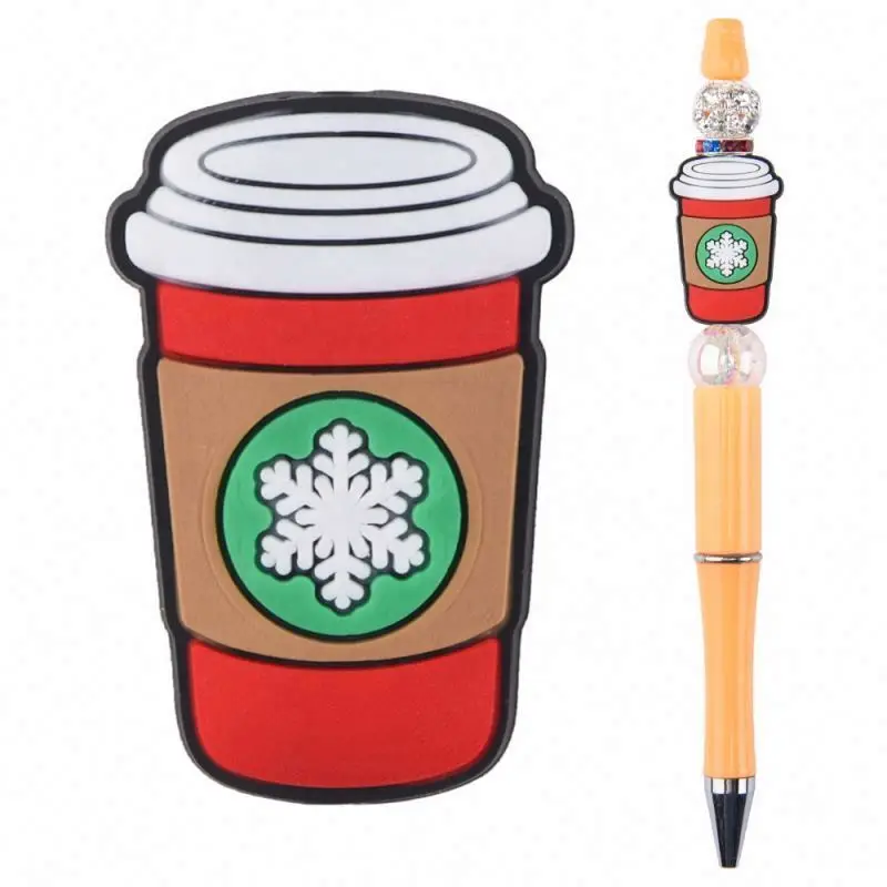 Most Popular Eco-friendly Baby Cartoon Bead Diy Necklace Chain Accessories Coffee Cup Charm Silicone Focal Beads